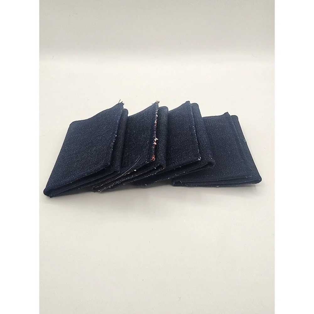 Dark Wash Denim Trifold Wallet Hook and Loop Closure OS set of 4